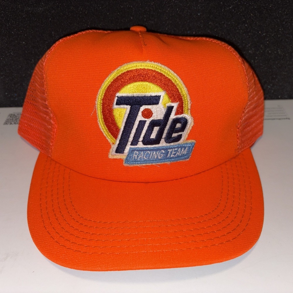 Vintage Snapback Nascar Tide Racing Team Bright Orange Mesh Trucker Hat
